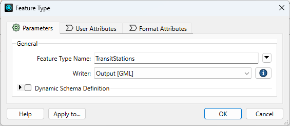 Writer feature type without parameters